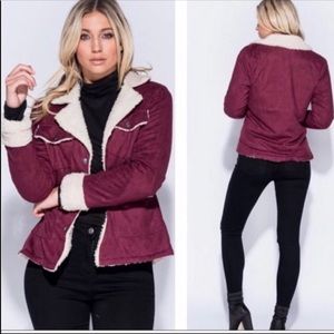 2 Pack Wine Colored Faux Fur Lined Jacket